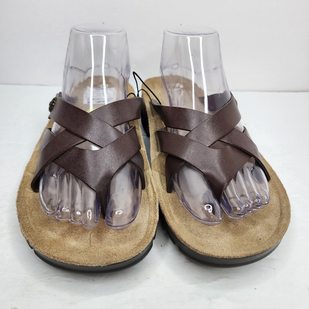 Cliffs by White Mountain Banksy Sandals Womens 9 Brown Strappy Slide Comfort - Picture 2 of 8